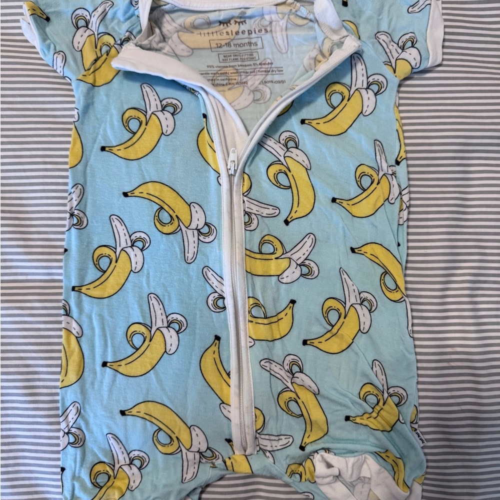 Little Sleepies Blue and Yellow Banana Bodysuit